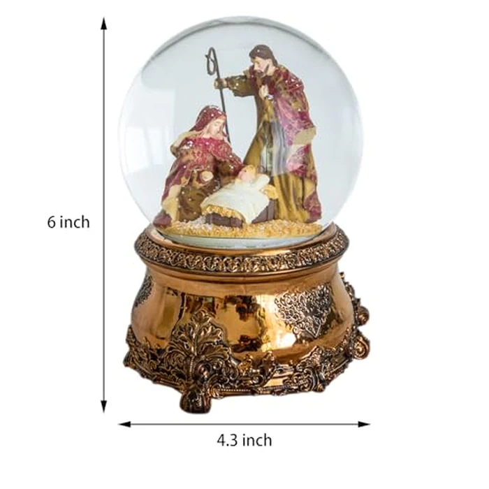 6" Nativity Christmas Snow Globe Music Box Musical Indoor Decoration Ornaments Christmas Collection Home Decor by Bubble Ranch - Image 2