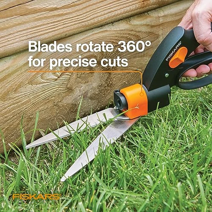 Fiskars Shear Ease Grass Shears - 5" Stainless Steel Blades - 360-Degree Swivel Blade Plant Cutting Scissors - Garden Shears and Grass Cutter, Black by Fiskars - Image 2