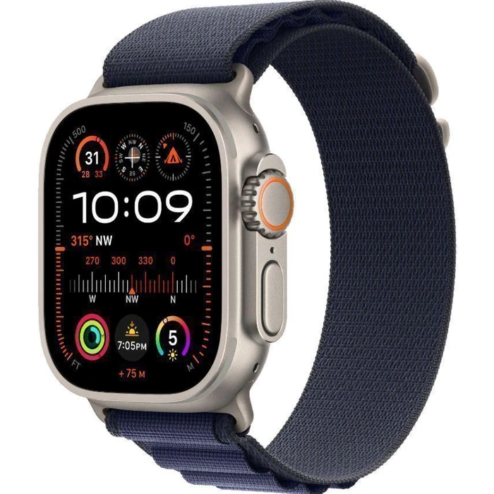 Apple Watch Ultra 2 (Cellular + GPS) - 64GB - 49mm - Titanium Titanium Case with Navy Textile Alpine Loop Band - One Size by Apple - Image 2