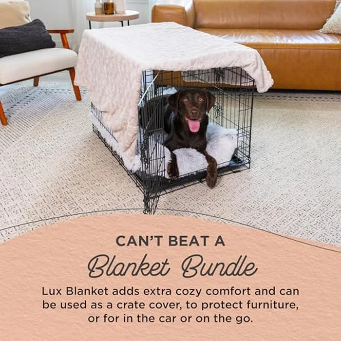 Best Friends by Sheri Bundle Set The Original Calming Lux Donut Cuddler Cat and Dog Bed + Pet Throw Blanket Oyster Extra Large 45" x 45" by Best Friends by Sheri - Image 4