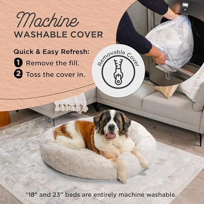 Best Friends by Sheri Bundle Set The Original Calming Lux Donut Cuddler Cat and Dog Bed + Pet Throw Blanket Oyster Extra Large 45" x 45" by Best Friends by Sheri - Image 5