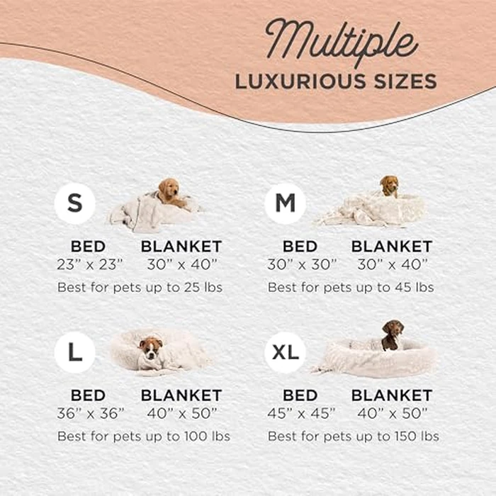 Best Friends by Sheri Bundle Set The Original Calming Lux Donut Cuddler Cat and Dog Bed + Pet Throw Blanket Oyster Extra Large 45" x 45" by Best Friends by Sheri - Image 6