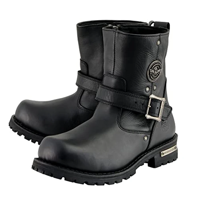 Milwaukee Leather Men's Black Leather Wide Width 6-inch Classic Engineer Motorcycle Boots w/Side Zipper MBM9040W - 14W by Milwaukee Leather - Image 6