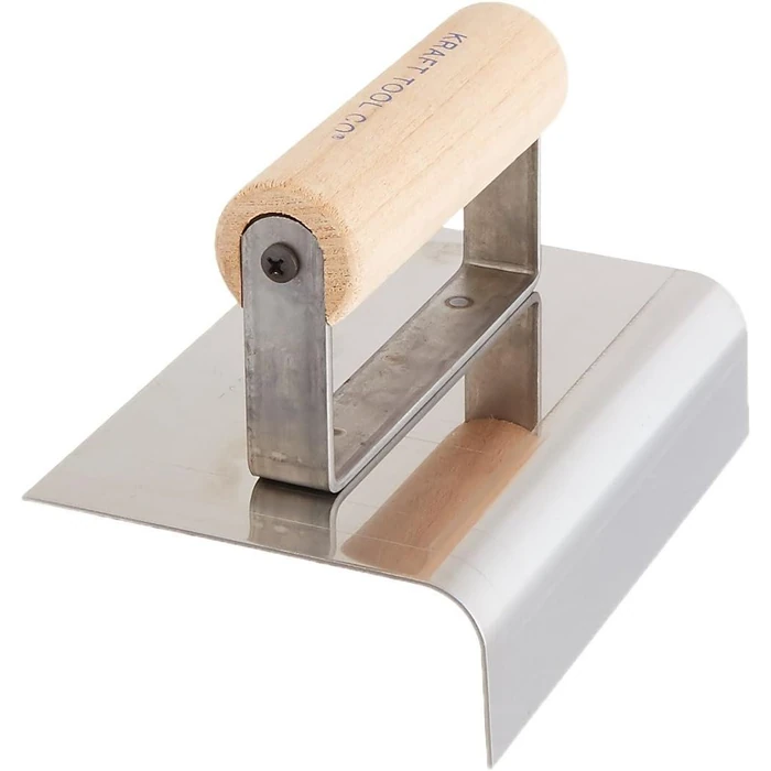 Kraft Tool CF146 Radius Outside Curb and Sidewalk Tool with Wood Handle - Stainless Steel by Kraft Tool - Refurbished - Premium condition
