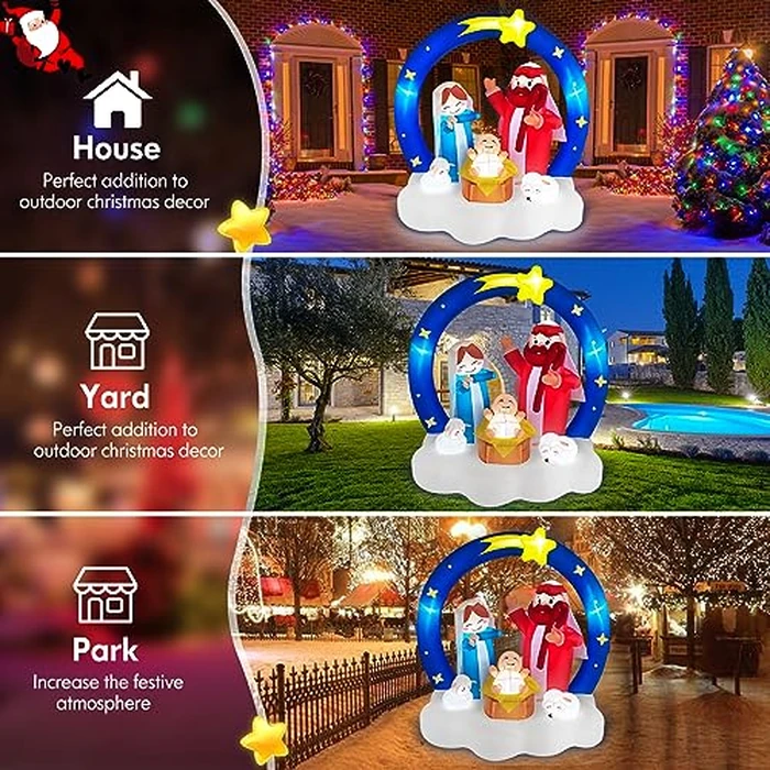 6FT Giant Christmas Inflatables Outdoor Nativity Scene Decorations, Built-in LED Lights The Birth of Jesus with Bethlehem Star Archway Blow Ups for Outdside Yard Garden Lawn Patio Xmas Holiday Decor by MICOCAH - Image 7