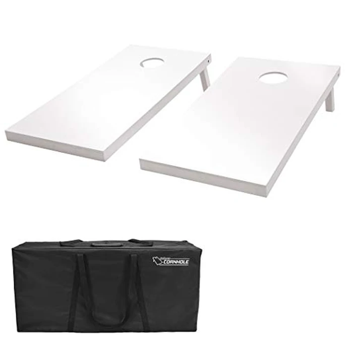 GoSports 4 ft x 2 ft Regulation Size Wooden Cornhole Boards Set with White Finish - Includes Carrying Case - No Bean Bags by GoSports - Used - Good condition - US$108.37