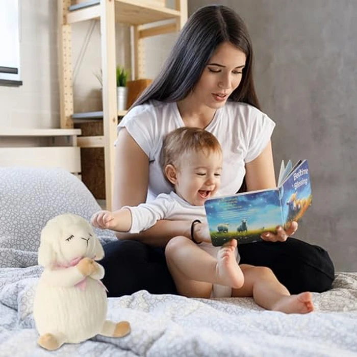 Sawnfay Baptism Gifts for Girls and Newborn Baby, Christening Gifts Set, 7" Praying Lamb Plush Toy and Bedtime Blessing Book in Keepsake Gift Box, Ideal Easter Gifts for Kids by Sawnfay - Image 5