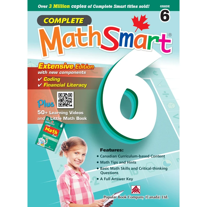 Complete MathSmart: Grade 6 (Extensive Edition) by Popular Book Company - Used - Like New condition - CA$16.55