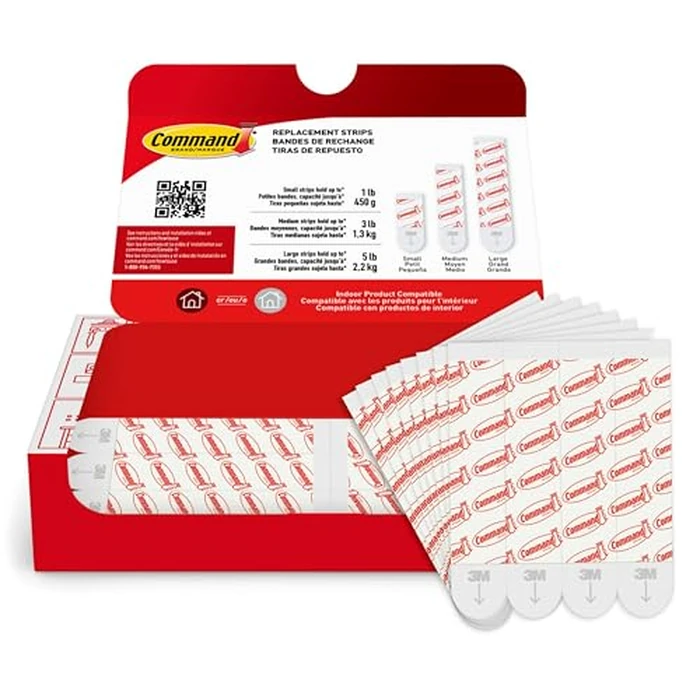 Command Indoor Large Replacement Strips, 20 Strips, Damage-Free Wall Hanging, Re-Hang Large Hooks for Home and Wall Decor, Holds up to 5 lb, White Adhesive by Command - Used - Very Good condition