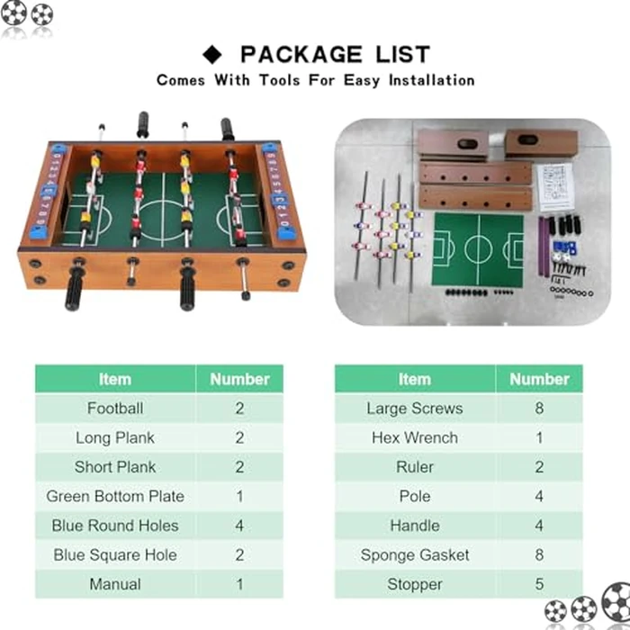 Mini Wood Foosball Table, Soccer Table Football Soccerball Sports Gift Indoor Game for Party Kids Play Toys by Vvikizy - Image 2