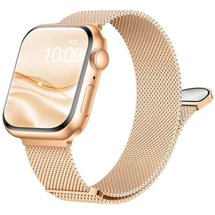 Stainless Steel Milanese Loop Compatible with Apple Watch Strap 38mm 40mm 41mm 42mm 44mm 45mm 46mm 49mm, Magnetic Clasp Band for iWatch Bracelet Apple watch Series 11 10 9 SE 8 7 6 5 4 3 2 1 Ultra by Krpero - Used - Very Good condition - CA$12.63