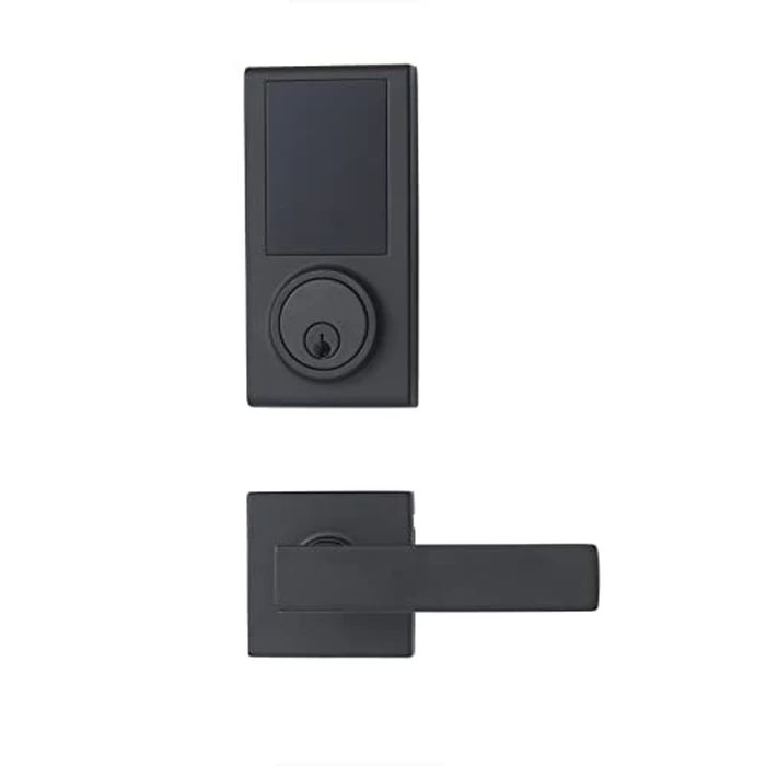 AmazonBasics Grade 3 Electronic Touchscreen Deadbolt Door Lock with Passage Lever - Matte Black by Amazon Basics - Used - Very Good condition - CA$63.14