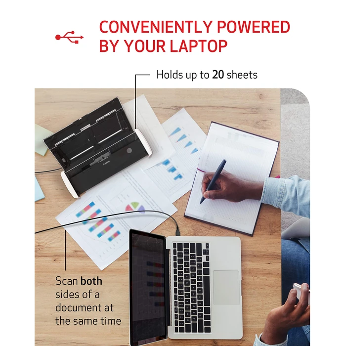 Canon imageFORMULA R10 - Portable Document Scanner, USB Powered, Duplex Scanning, Document Feeder, Easy Setup, Convenient, Perfect for Mobile Users, White by Canon - Image 4