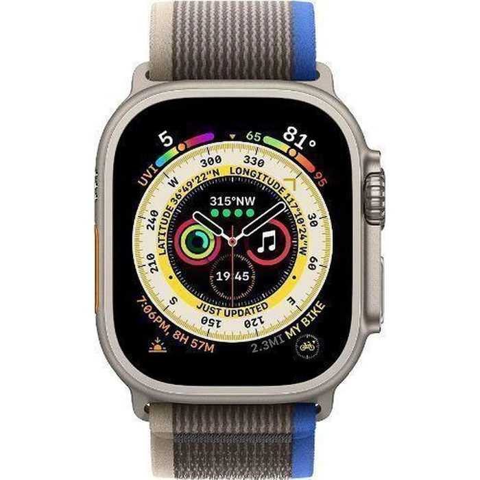 Apple Watch Ultra (Cellular + GPS) - 32GB - 49mm - Titanium Titanium Case with Blue/Gray Textile Trail Loop Band - One Size by Apple - Refurbished - Excellent condition - CA$504.99
