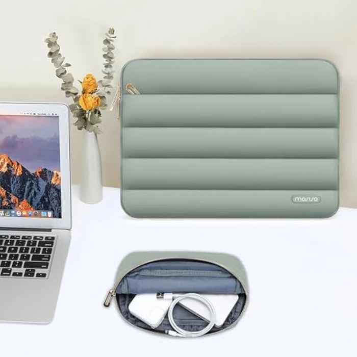 MOSISO Laptop Case 16 inch, 15-15.6 inch Puffy Laptop Sleeve Compatible with MacBook Pro 16 M5 M4 M3 M2 M1, HP Dell ASUS Acer Toshiba Lenovo, Polyester Horizontal Bag with Small Case, Antique Green by MOSISO - Image 8
