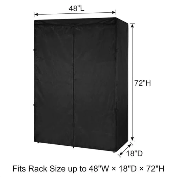 QWORK High Density Waterproof/Dustproof Storage Shelf Cover, Fits Racks 48"L x 18"D x 72"H - 1 Pack (Black) by QWORK - Image 2