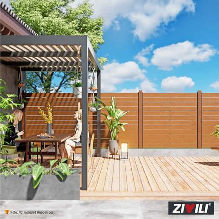 ZiViLi 6FT No Dig Privacy Metal Fence Post for Wood Slat U-Shape，Black Line Post Outdoor Privacy Fence Panels Butt-Joint 4Pack by ZiViLi - Image 7