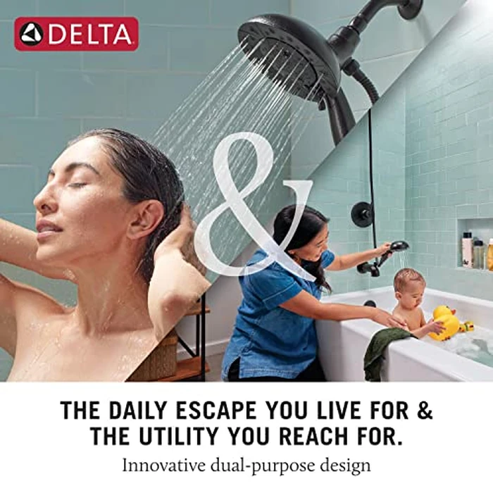 Delta Faucet Albion 14 Series Single-Handle Tub and Shower Faucet Set, Gold Shower Trim Kit with 4-Setting In2ition 2-in-1 Dual Shower Head, Champagne Bronze T144855-CZ-I (Valve Not Included) by DELTA - Image 2
