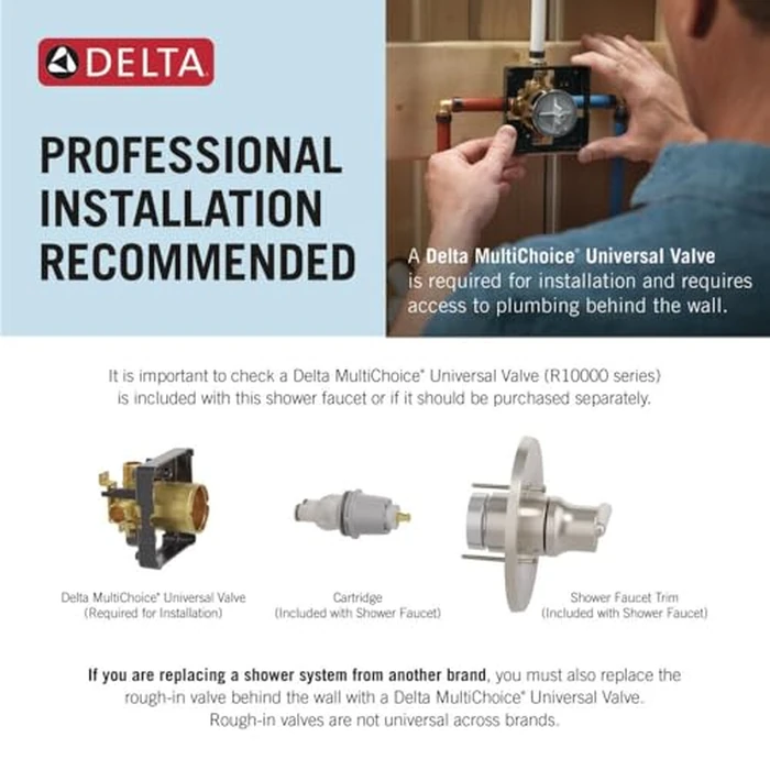 Delta Faucet Albion 14 Series Single-Handle Tub and Shower Faucet Set, Gold Shower Trim Kit with 4-Setting In2ition 2-in-1 Dual Shower Head, Champagne Bronze T144855-CZ-I (Valve Not Included) by DELTA - Image 5