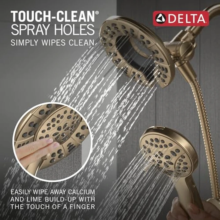 Delta Faucet Albion 14 Series Single-Handle Tub and Shower Faucet Set, Gold Shower Trim Kit with 4-Setting In2ition 2-in-1 Dual Shower Head, Champagne Bronze T144855-CZ-I (Valve Not Included) by DELTA - Image 6