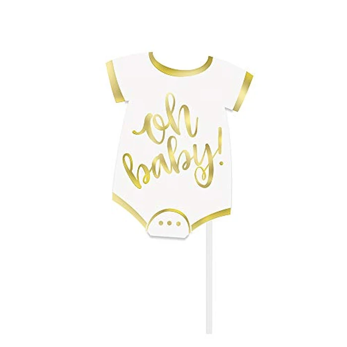 Unique Gold Baby Shower Photo Booth Props (Pack of 10) - Durable & Elegant Foil Stamping Props, Perfect For Baby Showers & Celebrations by Unique - Image 9
