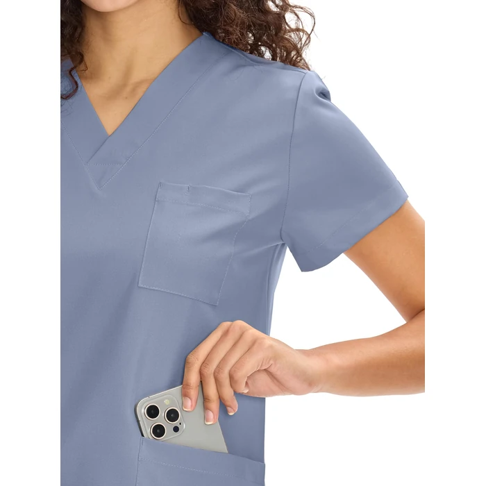 COZYFIT Scrubs for Women Set Medical Uniform - V-Neck Top & Straight Leg Pants with 9 Pockets, Unisex Workwear COZY SCRUBS, Rock Grey, M, Tall by COZYFIT - Image 10