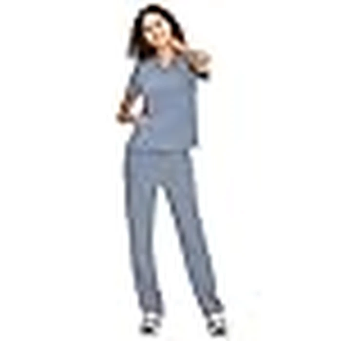 COZYFIT Scrubs for Women Set Medical Uniform - V-Neck Top & Straight Leg Pants with 9 Pockets, Unisex Workwear COZY SCRUBS, Rock Grey, M, Tall by COZYFIT - Image 3