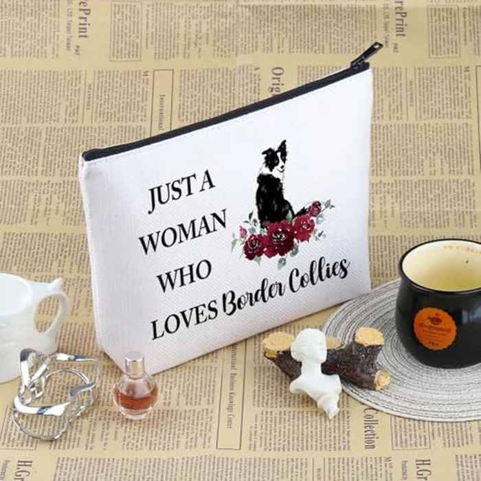 VAMSII Border Collie Lover Gift Woman Loves Border Collies Makeup Bag Border Collie Mom Cosmetic Bag Border Collie Owner Gift (Woman Loves Border Collies M c) by VAMSII - Image 3
