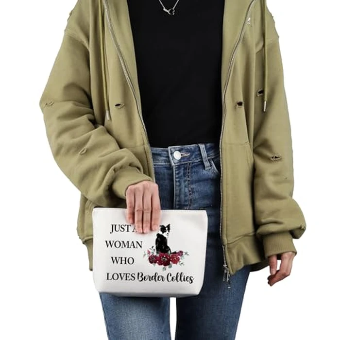 VAMSII Border Collie Lover Gift Woman Loves Border Collies Makeup Bag Border Collie Mom Cosmetic Bag Border Collie Owner Gift (Woman Loves Border Collies M c) by VAMSII - Image 5