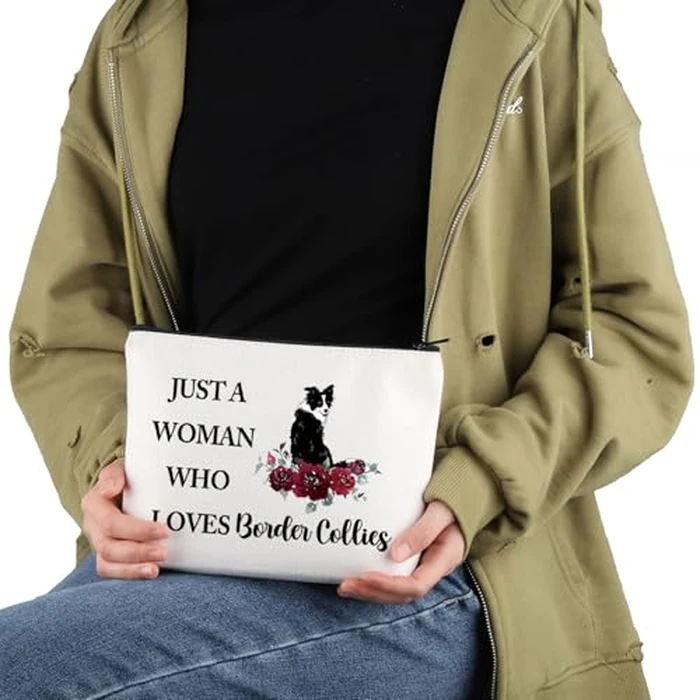 VAMSII Border Collie Lover Gift Woman Loves Border Collies Makeup Bag Border Collie Mom Cosmetic Bag Border Collie Owner Gift (Woman Loves Border Collies M c) by VAMSII - Image 6