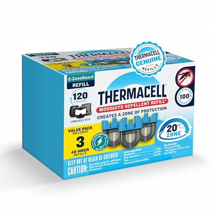 Thermacell E-ZoneGuard Mosquito Repellent Refill with 20-Foot Zone of Scientifically Proven Outdoor Protection; Rechargeable; 120-Hr Refill; Bug Spray Alternative; Scent Free; DEET-Free by Thermacell - Used - Like New condition - US$57.94