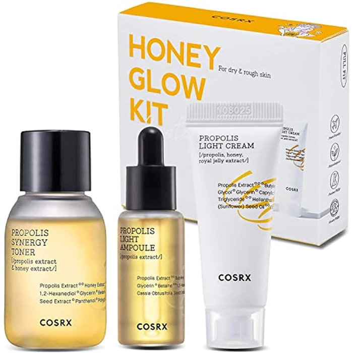 COSRX Honey Glow Kit, Korean Skin Care Set with Propolis Facial Toner, Serum, & Cream, Mini Travel Essentials, Deep Moisture, Hydration, Nourishment, Travel Size Gift Set, Korean Skin Care by COSRX - Used - Very Good condition - US$14.64