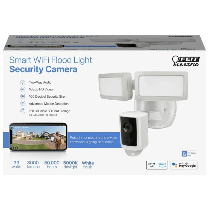Feit Electric LED Smart Security Flood Lights With Camera - White by Feit Electric - Refurbished - Excellent condition