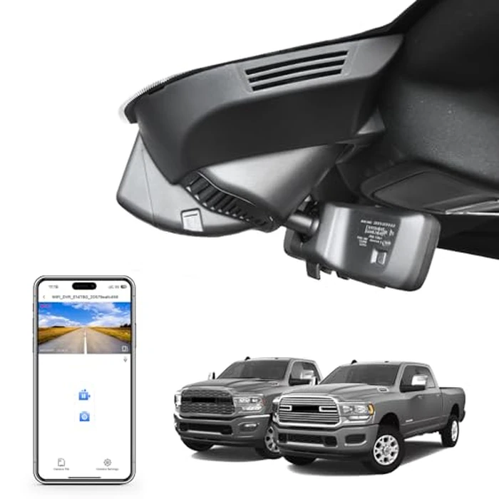 Mangoal 4K Dash Cam fit for Dodge RAM Gen5 2500/3500 2019-2026(Model F), Laramie Big Horn SLT Tradesman Lone Star, UHD 2160P Video, OEM Look App & WiFi,Loop Recording,64GB Card, GPS by mangoal - Image 1