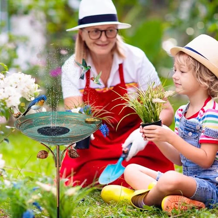 Qipade Metal Bird Baths for Outdoors, 39" H Birdbath with 13 Inch Bowl, Standing Bird Bath & Bird Feeder with Stake for Outside Garden Patio Yard Lawn Decor,Green by Qipade - Image 7