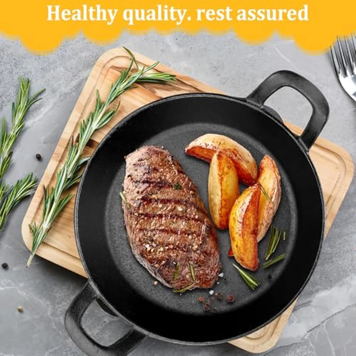 6 Pack Mini Cast Iron Skillet, 6.3 x 6.3 Inch Serving Dish with Handles, Grill Pan Heat Resistant Baking Pan Sizzling Plate Black Gratin for Home Restaurant Kitchen Food Service Barbecue by Tesion - Image 5