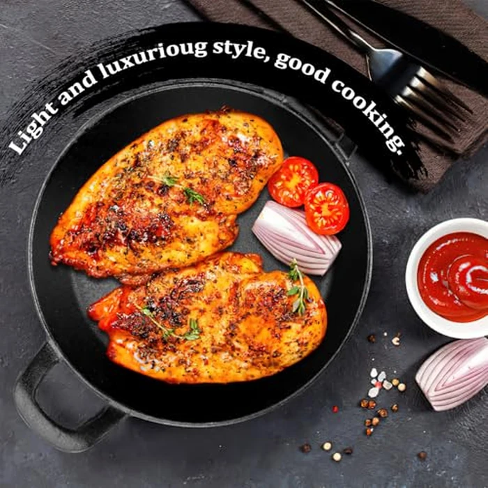 6 Pack Mini Cast Iron Skillet, 6.3 x 6.3 Inch Serving Dish with Handles, Grill Pan Heat Resistant Baking Pan Sizzling Plate Black Gratin for Home Restaurant Kitchen Food Service Barbecue by Tesion - Image 6