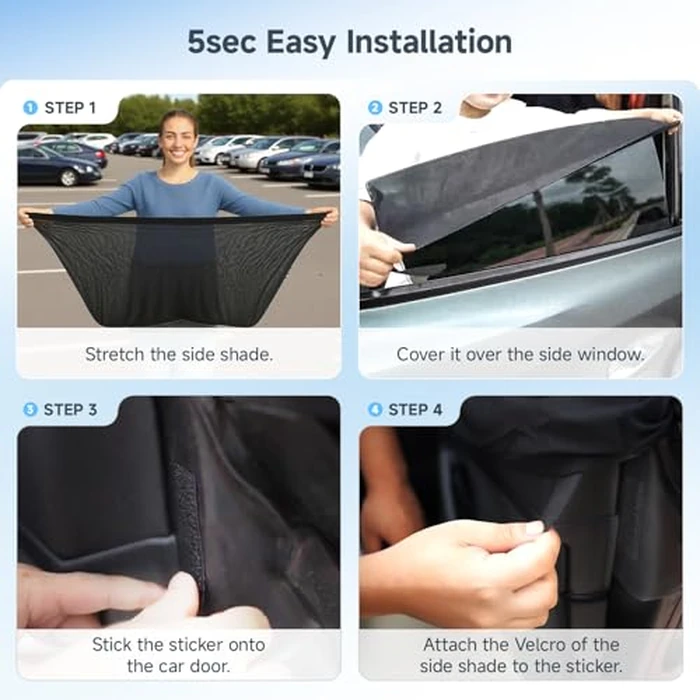 DMJN Car Window Shades for Baby (100% UV & Sun Block) Car Side Windows Covers Sun Shades for Baby in Car,Easy-Install Nano Ice-Crystal Coating-Universal Fit (Medium),2 Pack by DMJN - Image 4