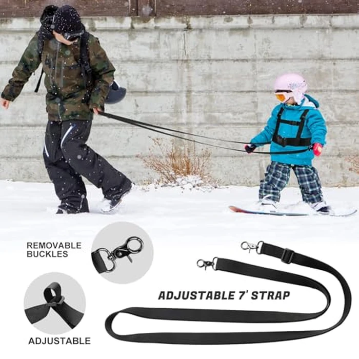 Odoland Kids Ski and Snowboard Training Harness Toddler Skiing Harness with Removable Leash and Easy Lift Handle - Speed Control Teaching - Perfect for Kid Beginners Boy and Girl, Black by Odoland - Image 3