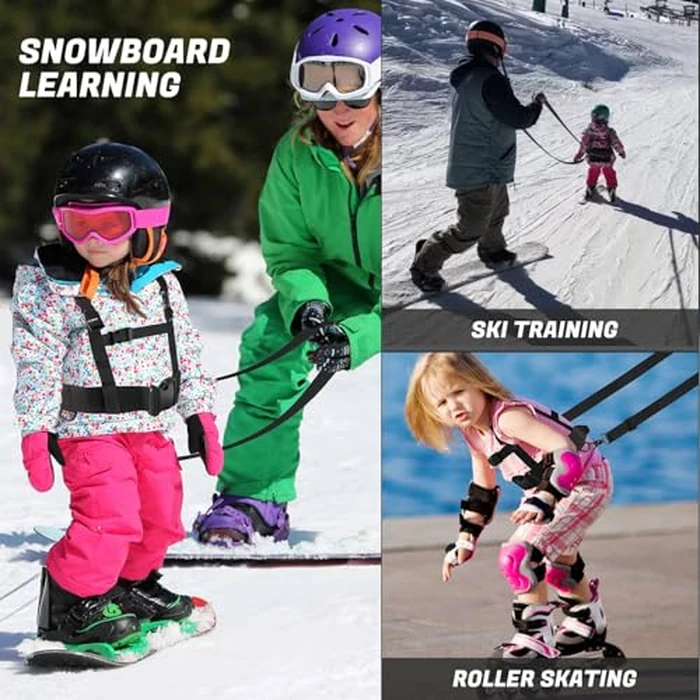 Odoland Kids Ski and Snowboard Training Harness Toddler Skiing Harness with Removable Leash and Easy Lift Handle - Speed Control Teaching - Perfect for Kid Beginners Boy and Girl, Black by Odoland - Image 7
