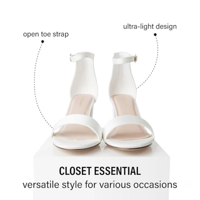 J.Adams Daisy Heeled Sandals for Women - Wide Ankle Strap Low 2 Inch Kitten Short Block Heel, Open Toe Dress Shoes - Chunky Heels for Bridal, Wedding, Parties - Dressy Platform Sandals, Women's Shoes by J. Adams - Image 7