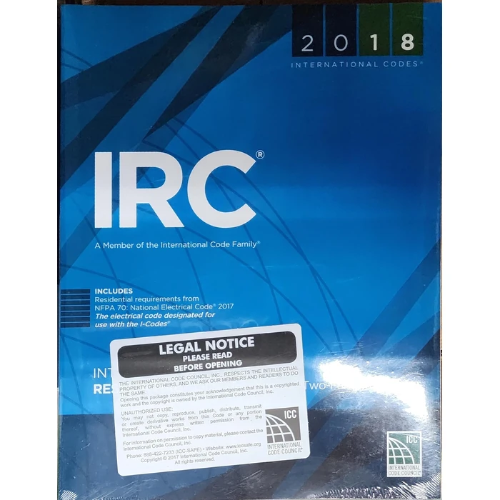 2018 International Residential Code for One- and Two-Family Dwellings (International Code Council Series) by International Code Council - Used - Very Good condition - US$97.76