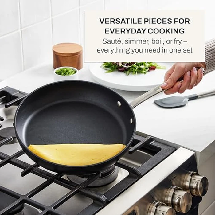 All-Clad HA1 Hard Anodized Non Stick Fry Pan Set 2 Piece, 8, 10 Inch, Induction, Oven Broiler Safe 500F, Pots and Pans Set, Kitchen Frying Pans, Skillets, Premium Cookware, Home, Dishwasher Safe Black by All-Clad - Image 4