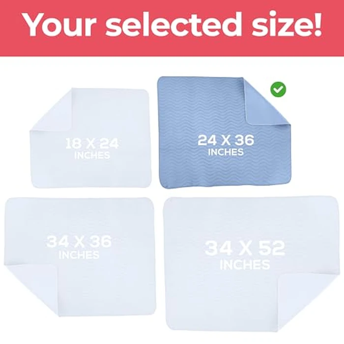 Utopia Bedding Washable Underpads 24" x 36" (Pack of 4), Waterproof Reusable Heavy Absorbency Incontinence Bed Pads for Adults, Kids, Elderly and Pets, Bedwetting Pads for Sofa and Couch (Blue) by Utopia Bedding - Image 4