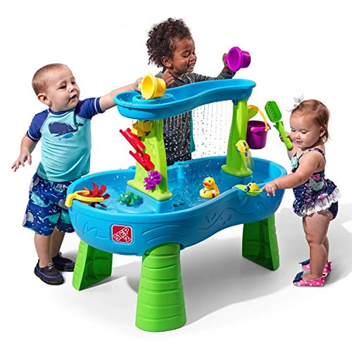 Step2 Rain Showers Splash Pond Water Table, Kids Water and Sand Activity Sensory Playset, Summer Outdoor Toys, 13 Piece Water Toy Accessories, For Toddlers 1.5+ Years Old, Blue & Green by Step2 - Image 4