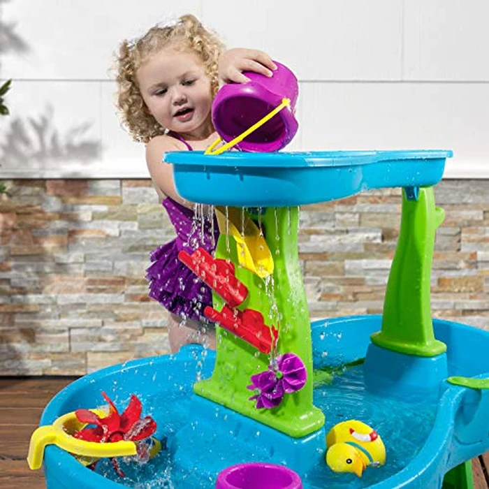 Step2 Rain Showers Splash Pond Water Table, Kids Water and Sand Activity Sensory Playset, Summer Outdoor Toys, 13 Piece Water Toy Accessories, For Toddlers 1.5+ Years Old, Blue & Green by Step2 - Image 6