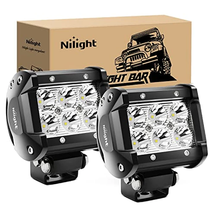 Nilight Led Pods 2Pcs 18W 1260LM Spot Off Road Lights Super Bright Driving Fog Boat Lamp Work Lighting Bar for Trucks Van Camper Wagon Car Pickup Golf Cart ATV UTV SUV Boat 4x4 by Nilight - Used - Very Good condition