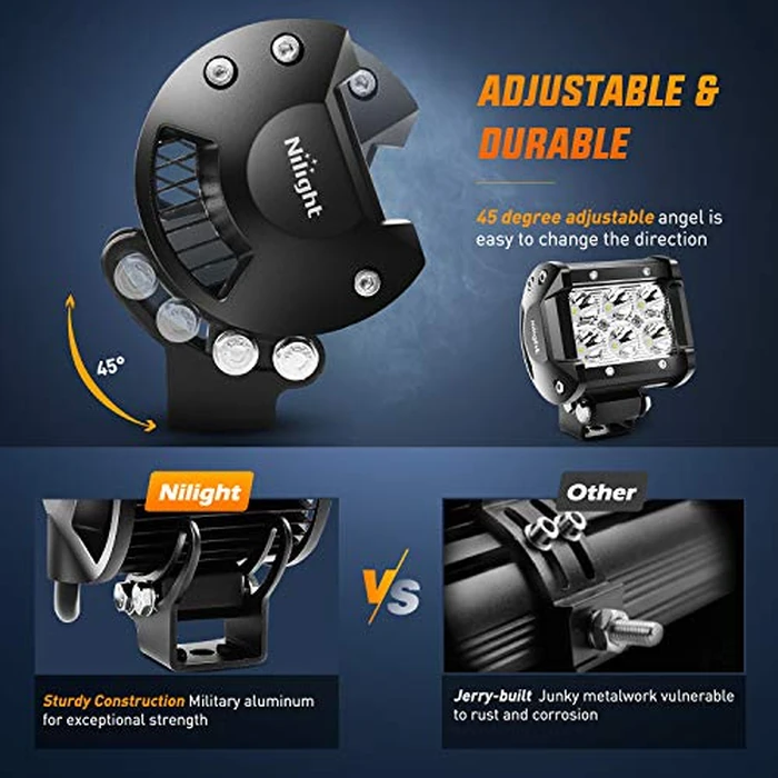 Nilight Led Pods 2Pcs 18W 1260LM Spot Off Road Lights Super Bright Driving Fog Boat Lamp Work Lighting Bar for Trucks Van Camper Wagon Car Pickup Golf Cart ATV UTV SUV Boat 4x4 by Nilight - Image 5