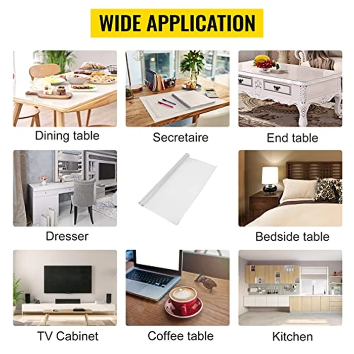 VEVOR 84 x 42 Inch Clear Table Cover Protector, 1.5mm Thick Clear PVC Desk Protector Pads, Plastic Tablecloth for Dining Room by VEVOR - Image 7