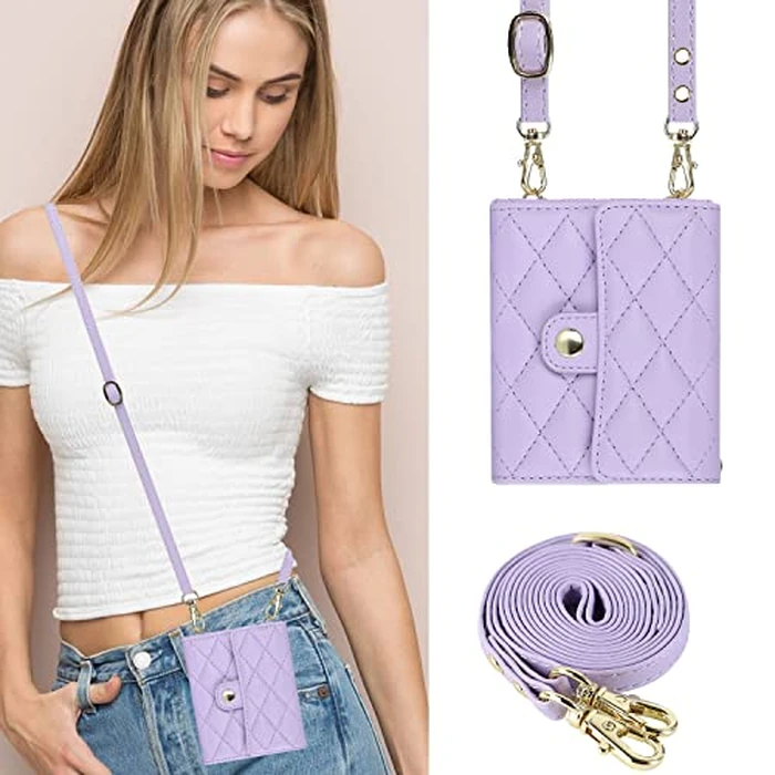 XIMAND for Samsung Galaxy Z Flip 7 Accordion Crossbody Wallet Case, 4 Card Slots, RFID Blocking, and Adjustable Strap - Stylish and Versatile Accessory.(Purple) by XIMAND - Image 3